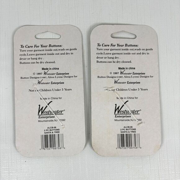 Alma Lynne Ceramic Christmas Buttons Santa Tree 1997 Vintage Lot 2 Primitive - Picture 3 of 5